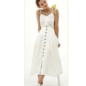 Molly Bracken White Eyelet A-Line Skirt